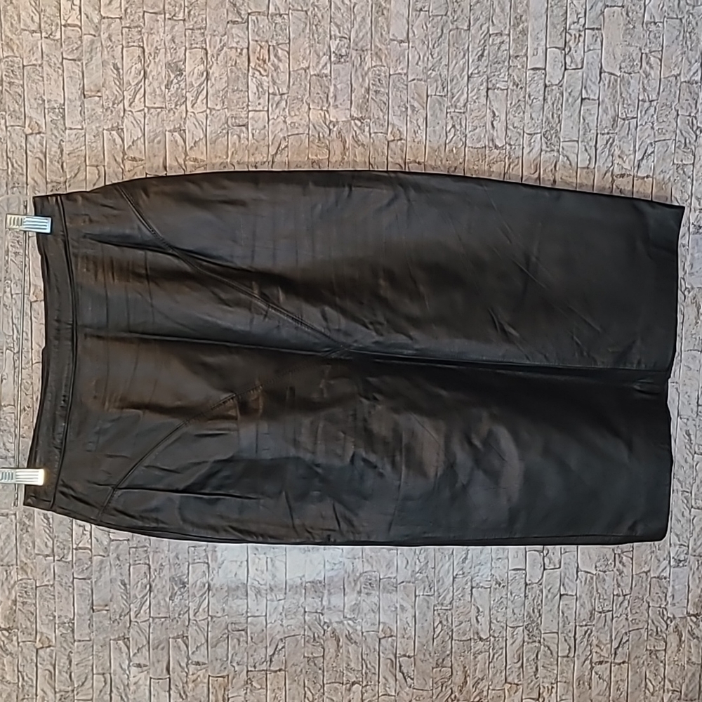 Vintage Greg Adams Black Leather Skirt